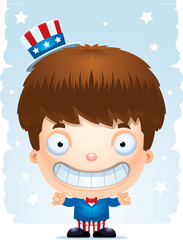 Obraz na płótnie Canvas Smiling Cartoon Patriotic Boy