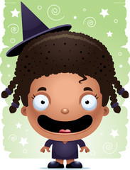 Cartoon Girl Witch Smiling