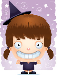 Cartoon Girl Witch Smiling