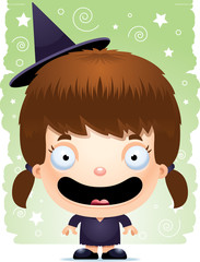 Cartoon Girl Witch Smiling