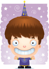 Cartoon Boy Wizard Smiling
