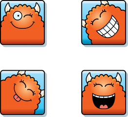 Happy Cartoon Monster Icons