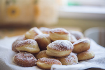 Homemade doughnuts on plate 