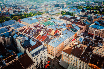 Fototapeta premium View on buildings from Lviv city hall