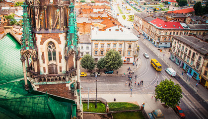 Fototapeta na wymiar Lviv, view from St. Elizabeth church