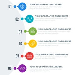 Flat business, transports, hotel infographic timeline template with 7 options for presentations, advertising, annual reports