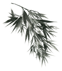 Obraz premium Watercolor bamboo leaves branch