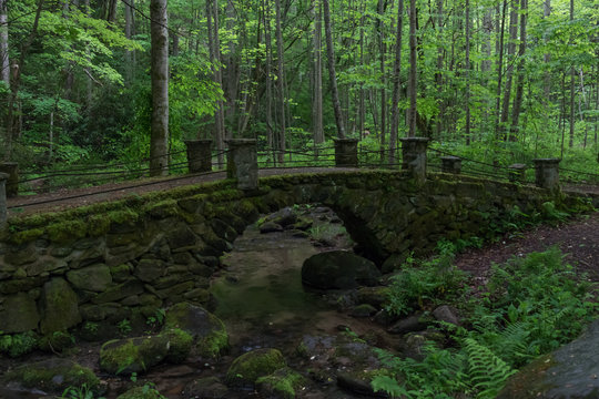 Stone bridge over stream in the Great Smoky Mountains National Park
