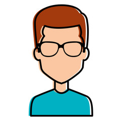 young man with glasses avatar character vector illustration design