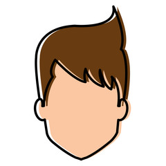 young man head avatar character vector illustration design