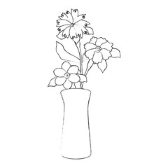 flowers decoration in vase vector illustration design
