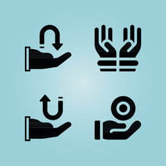 Fototapeta premium Filled hand 4 vector icons set. hand icon page symbol for your web site design hand icon logo, app, ui. hand icon vector illustration, eps10.