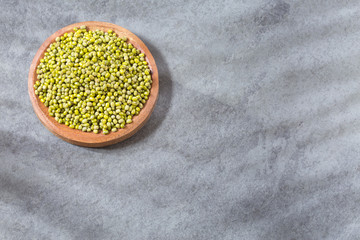 Raw mung beans - Vigna radiata. Top view