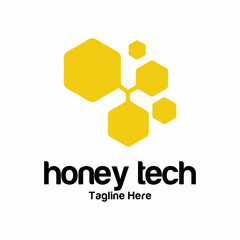 Honey Tech Logo Vector Element Symbol Template