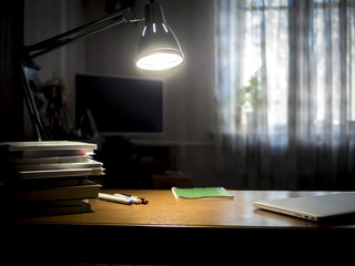 dark room working table with lamp