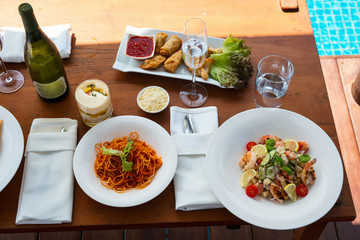 Top view of delicious food