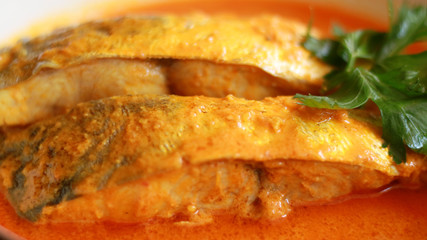 Gulai gouramis. Type of food containing rich, spicy and succulent curry.