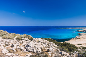 Fototapeta na wymiar Cape Grecco beautiful crystal clear water, Ayia Napa ,Cyprus