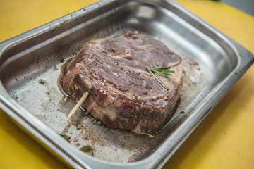 Raw Marbled Meat of Ribeye Steak