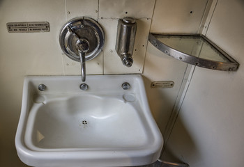Old toilet on a 70s train