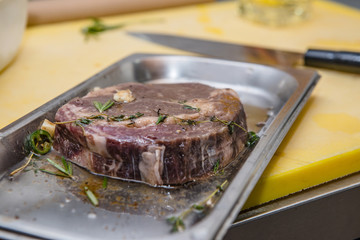 Raw Marbled Meat of Ribeye Steak