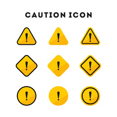 Set of caution icons. Caution sign. Vector illustration