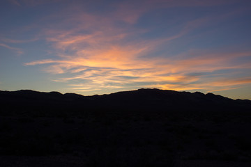 Desert Landscape Road through Sand Dunes at Sunset and Sunrise