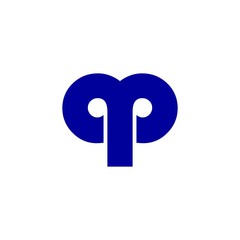 blue letter qp logo vector