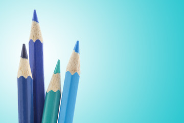 A set of blue color pencils