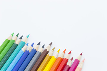 Beautiful color pencils in a white background