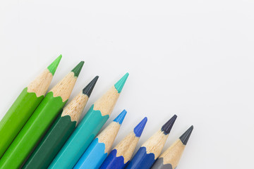 Beautiful color pencils in a white background