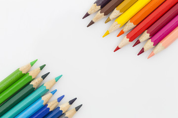 Beautiful color pencils in a white background