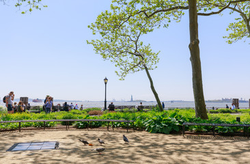 Scenery of Battery park in lower Manhattan, NYC