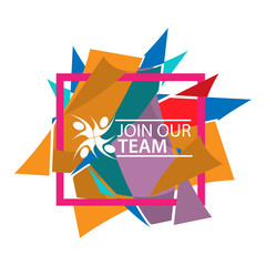 Join our team with people icon. Flat vector illustration on colorful background.