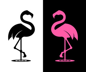 Vector flamingo silhouette - obrazy, fototapety, plakaty