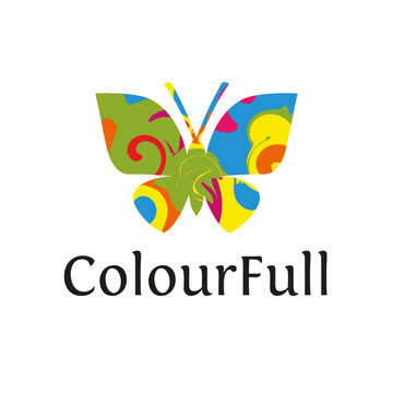 Colorful butterflies logo template, flat design
