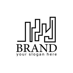 House line logo vector on white background. Flat logo design. Black House.