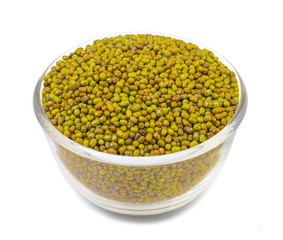Green Mung Beans Also Know as Mung Dal, Vigna Radiata, Green Beans or Moong Dal isolated on White Background