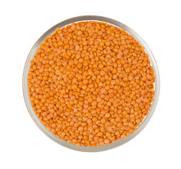 Red Lentils or Masoor Dal isolated on White Background