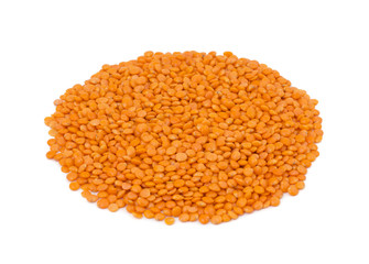 Heap of Red Lentils or Masoor Dal isolated on White Background