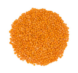 Heap of Red Lentils or Masoor Dal isolated on White Background