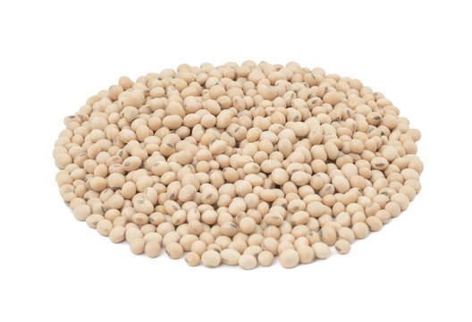 Heap of Black Eyed Peas Also Know as Chawli or Chawala isolated on White Background