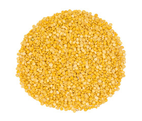 Heap of Split Chickpea Also Know as Chana Dal, Yellow Chana Split Peas, Dried Chickpea Lentils or Toor Dal isolated on white Background