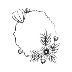 elegant frame with floral decoration and hearts vector illustration design