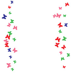 Summer Background with Colorful Butterflies. Simple Feminine Pattern for Card, Invitation, Print. Trendy Decoration with Beautiful Butterfly Silhouettes. Vector Background with Moth