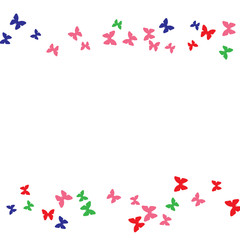 Summer Background with Colorful Butterflies. Simple Feminine Pattern for Card, Invitation, Print. Trendy Decoration with Beautiful Butterfly Silhouettes. Vector Background with Moth