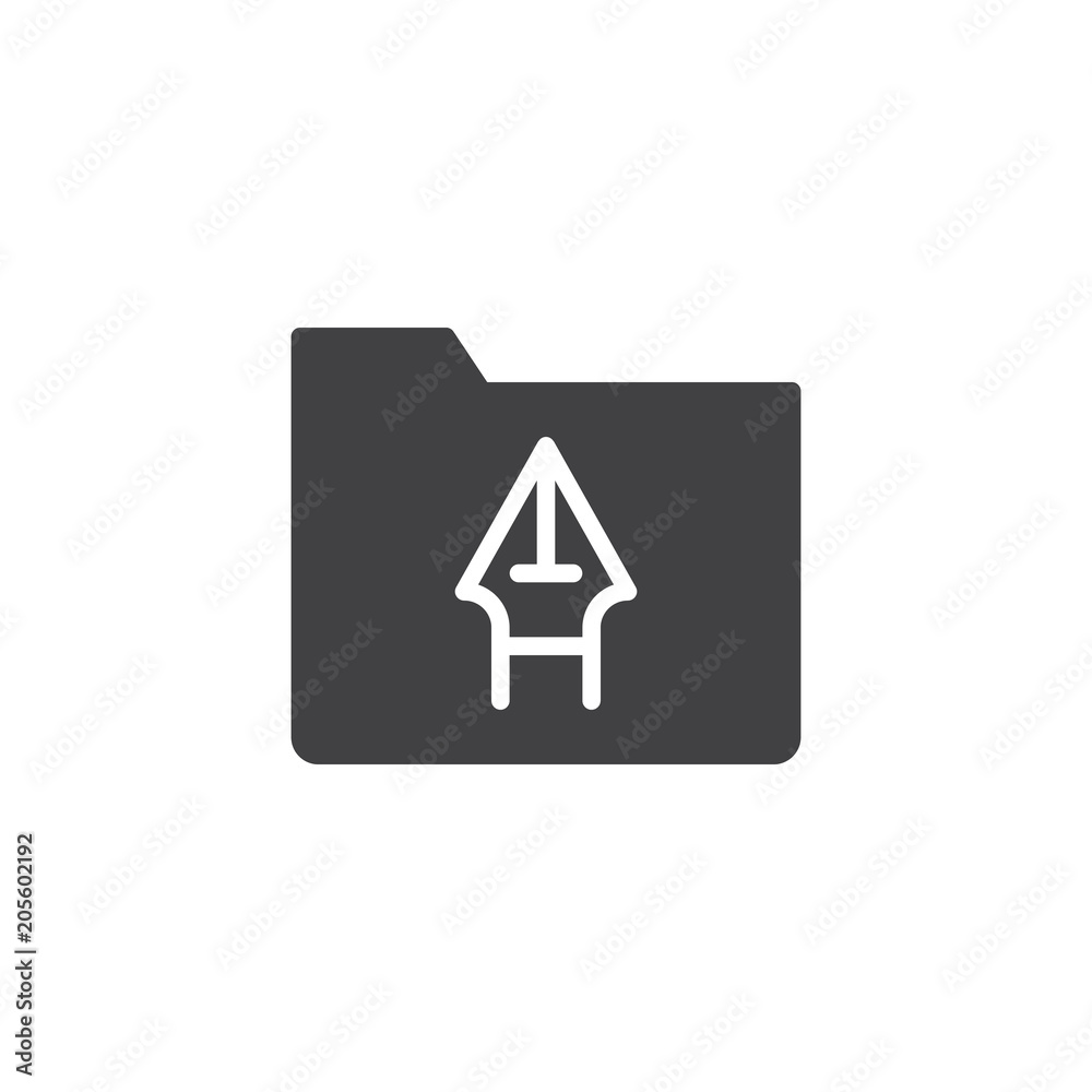 Fototapete graphic folder vector icon. filled flat sign for mobile concept and web design. fountain pen folder 