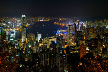 Fototapeta na wymiar Skyline of Hong Kong at night
