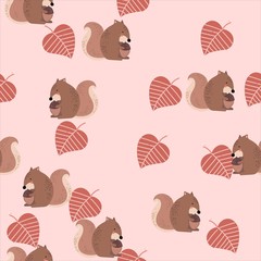 Seamless pattern animal forest background
