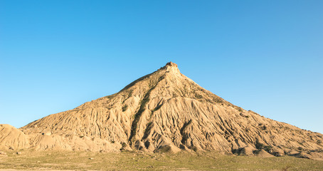 View of alone mountain in the steppe